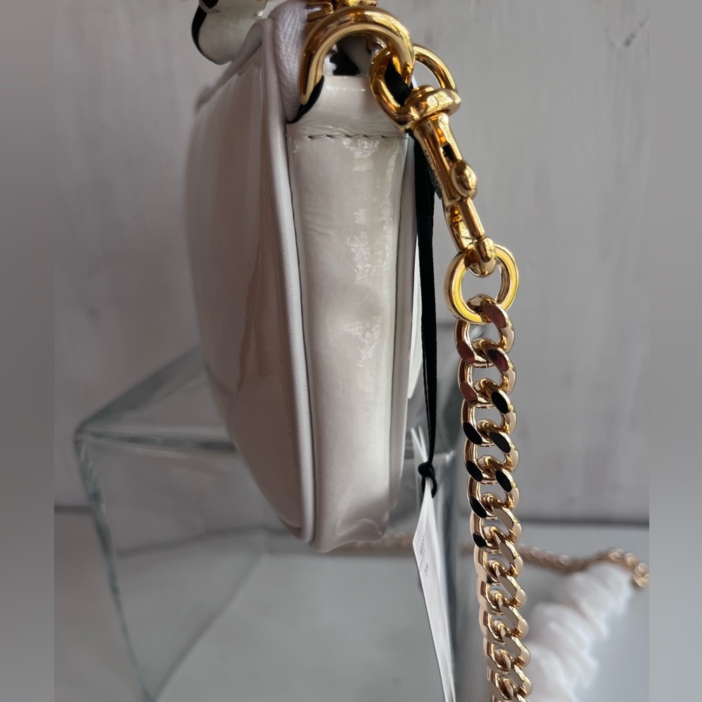 MOSCHINO Patent Leather Logo Shoulder Bag White - Picture 10 of 14